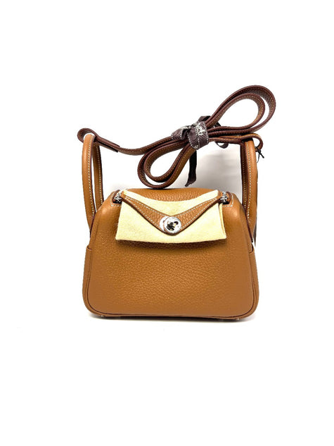 Brand New. Hermes Mini Lindy Gold Clemence PHW. KCT359KW|17987