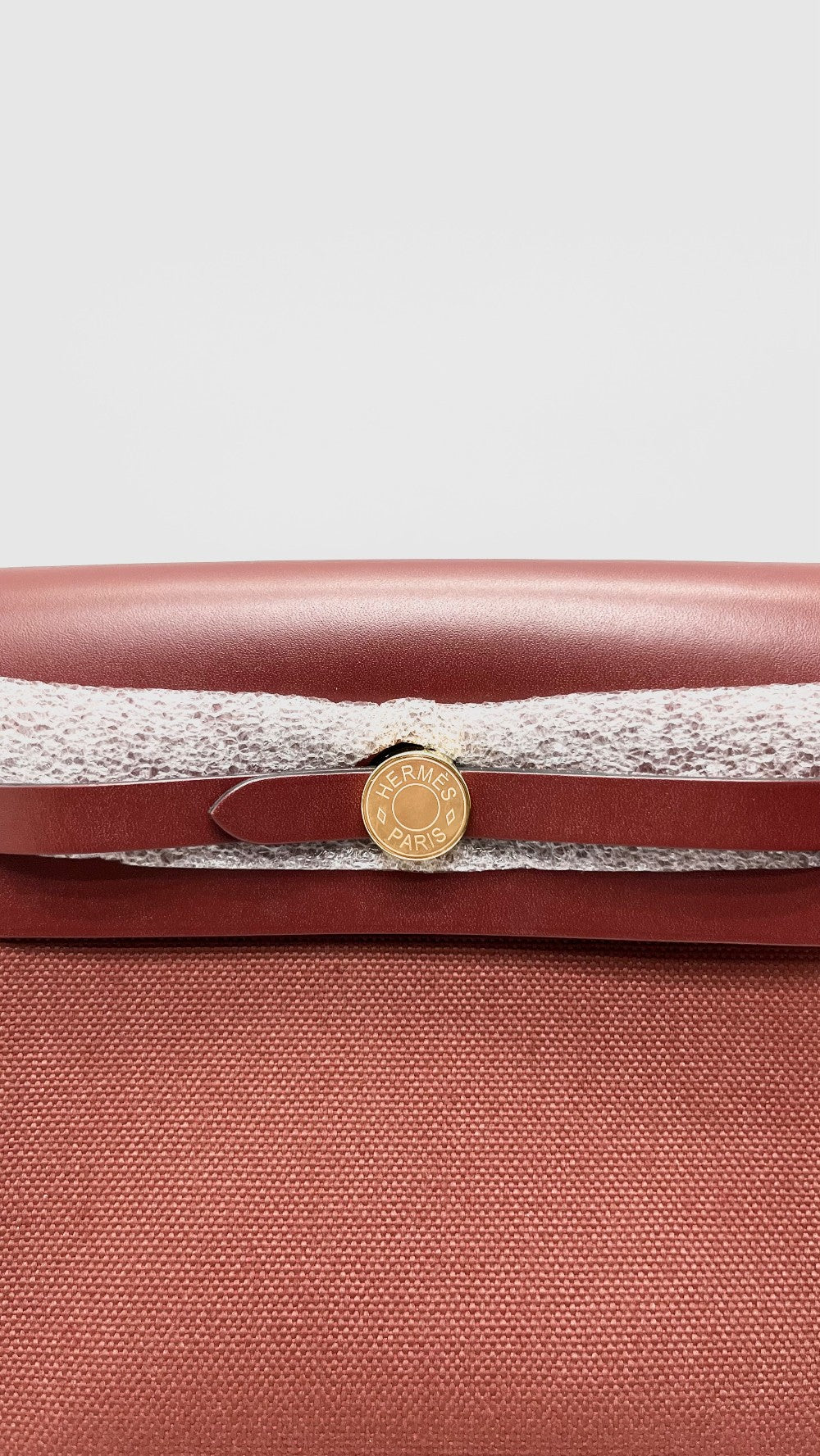 Brand New. Hermes Herbag Mini Rouge H Toile Canvas GHW. KTS005AU|16808