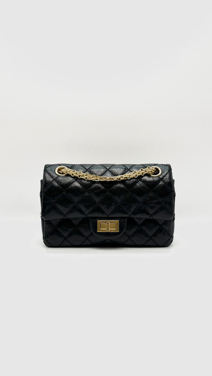 Like New. Chanel Reissue Mini Rectangular Flap Black Calfskin GHW. 23542620|16432