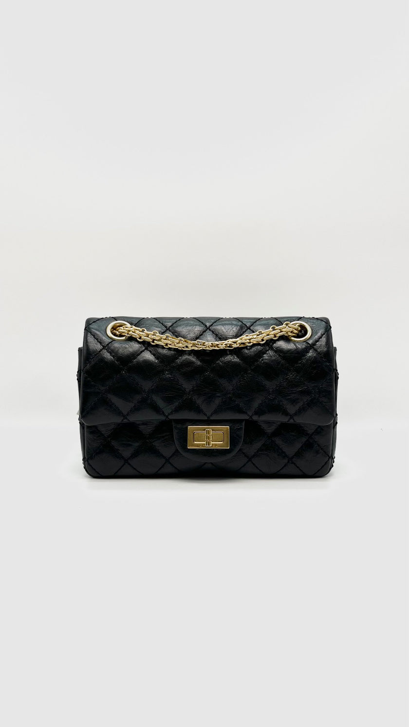 Like New. Chanel Reissue Mini Rectangular Flap Black Calfskin GHW. 23542620|16432