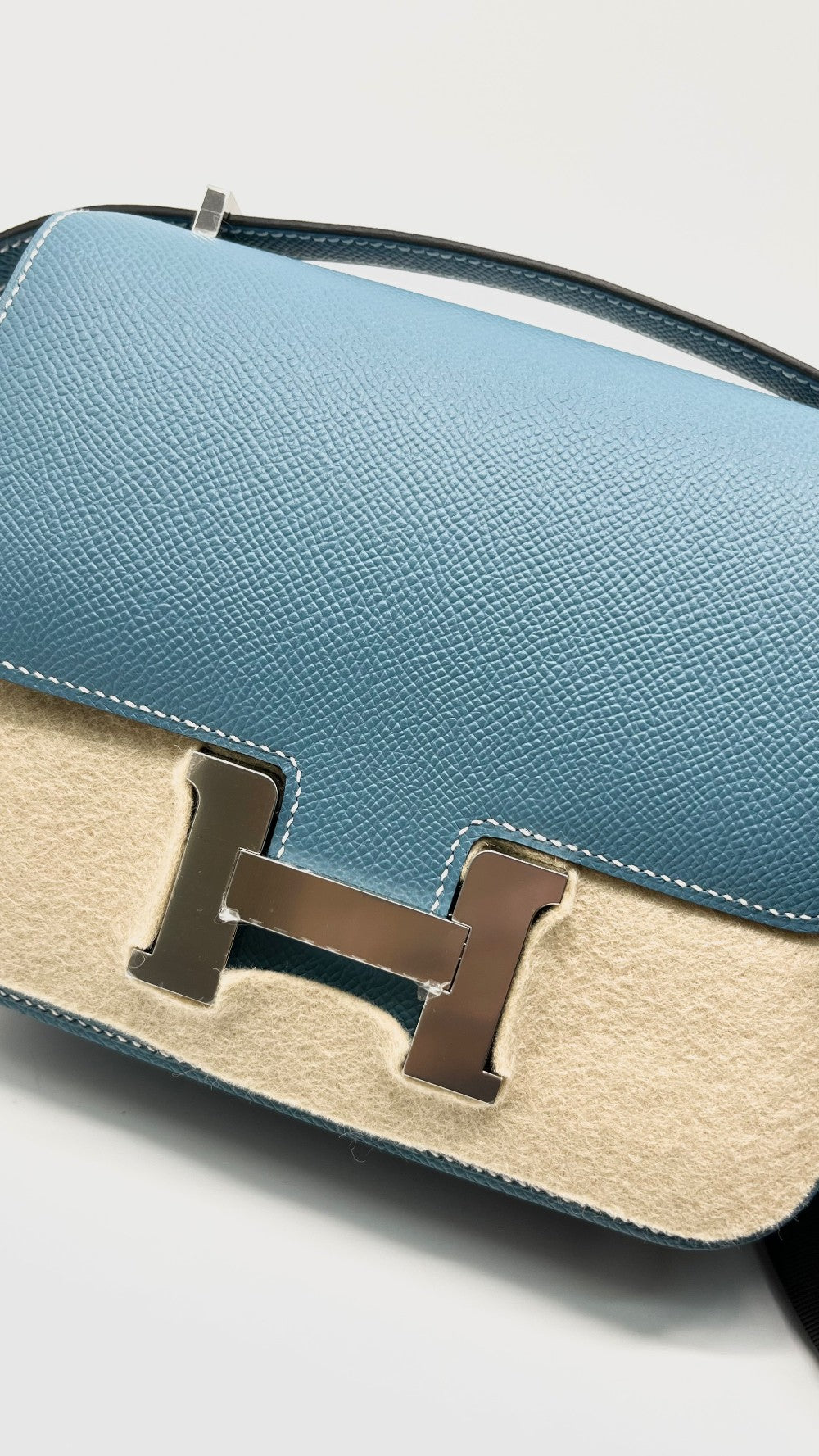 Brand New. Hermes Constance 18 Blue Jean Epsom PHW. KHT098IH|13691