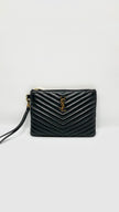 Preowned. YSL Cassandre Matelasse Tablet Pouch Black GHW. P183790390413|10860