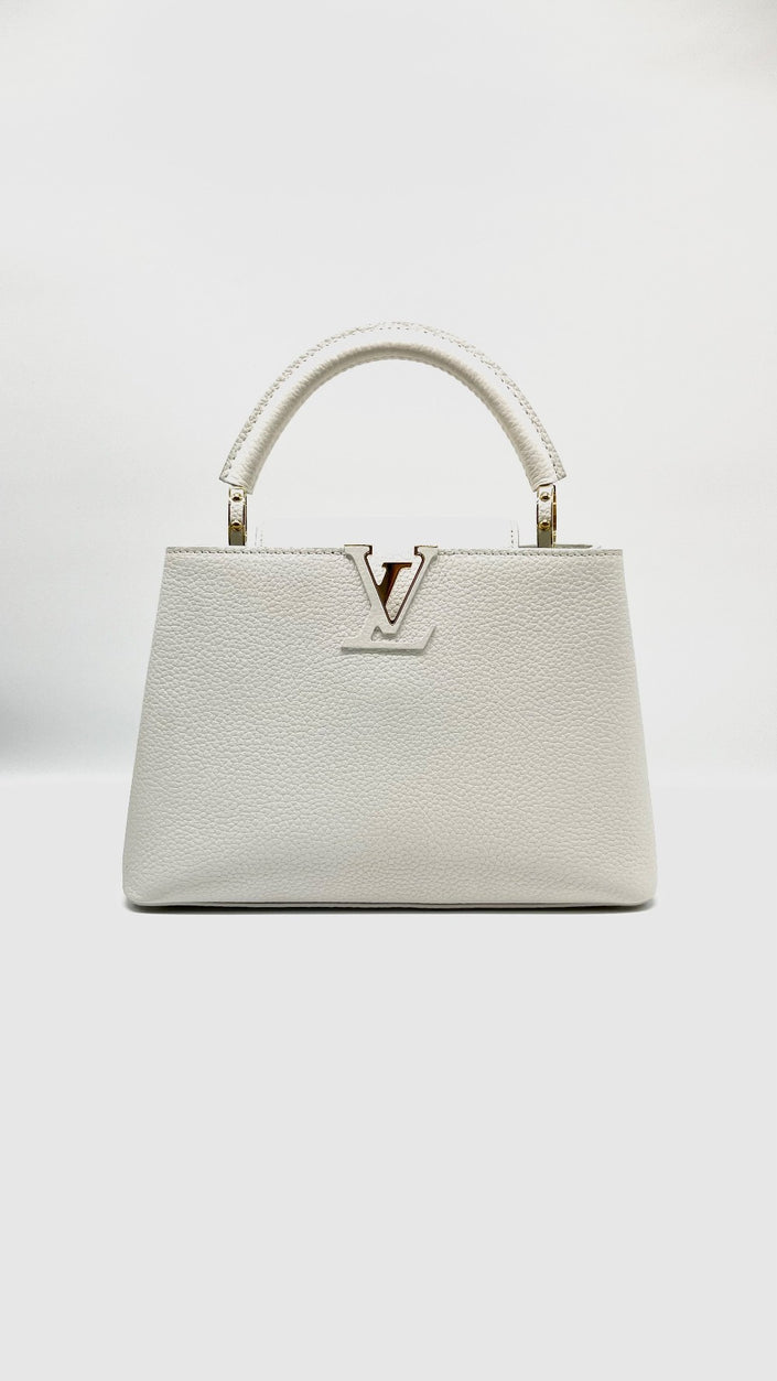 Preowned. LV Capucines BB Snow GHW. MCHIP|7896