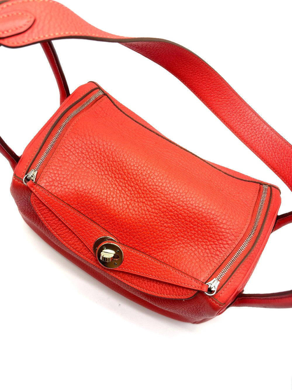 Preowned. Hermes Lindy 26 Rose Jaipur Clemence PHW. R Square 72A|17268