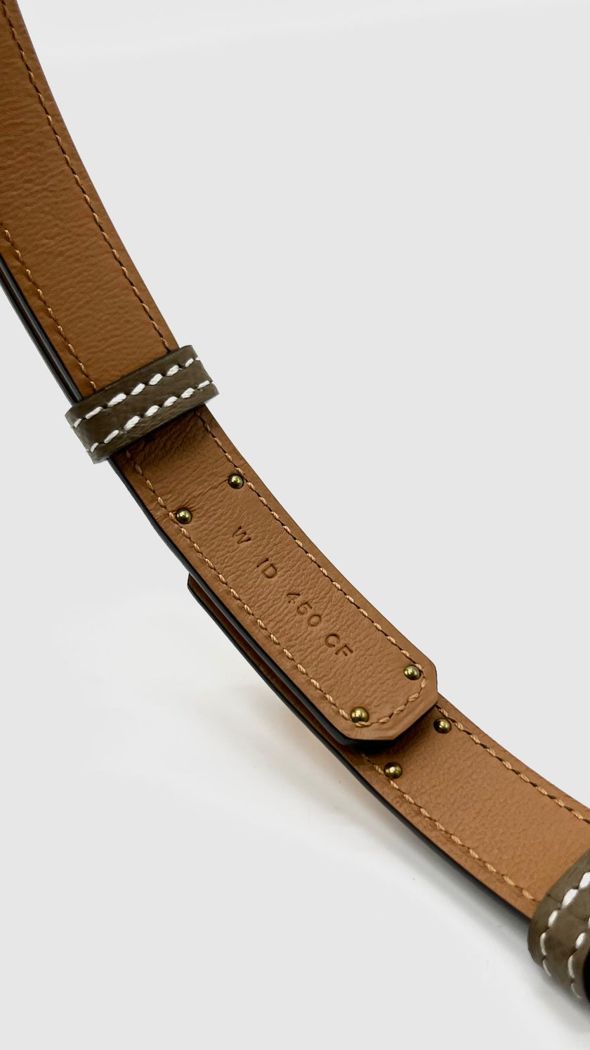 Brand New. Hermes Kelly Belt Etoupe RGHW. WID450CF|16697