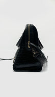 Preowned. Balenciaga City Black Croc Embossed Medium GHW|11433