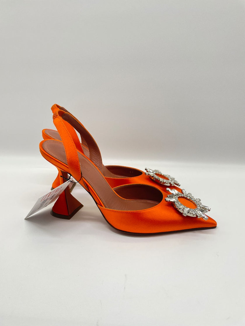 Brand New. Amina Muaddi Begum Heel Orange. 37|10028