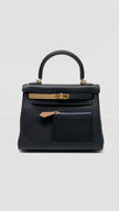 Brand New. Hermes Kelly 25 Colormatic Blue/Black/Chai/Etoupe/Gold Swift. UST494UA|4943