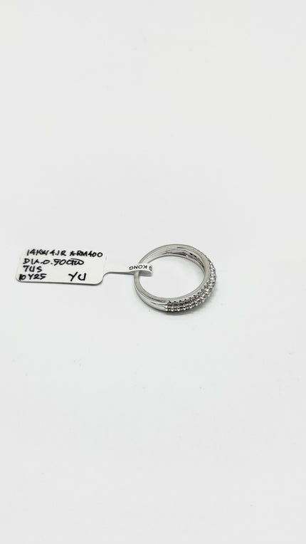 Brand New. HK Setting Half Pave Ring 18K WG|13502