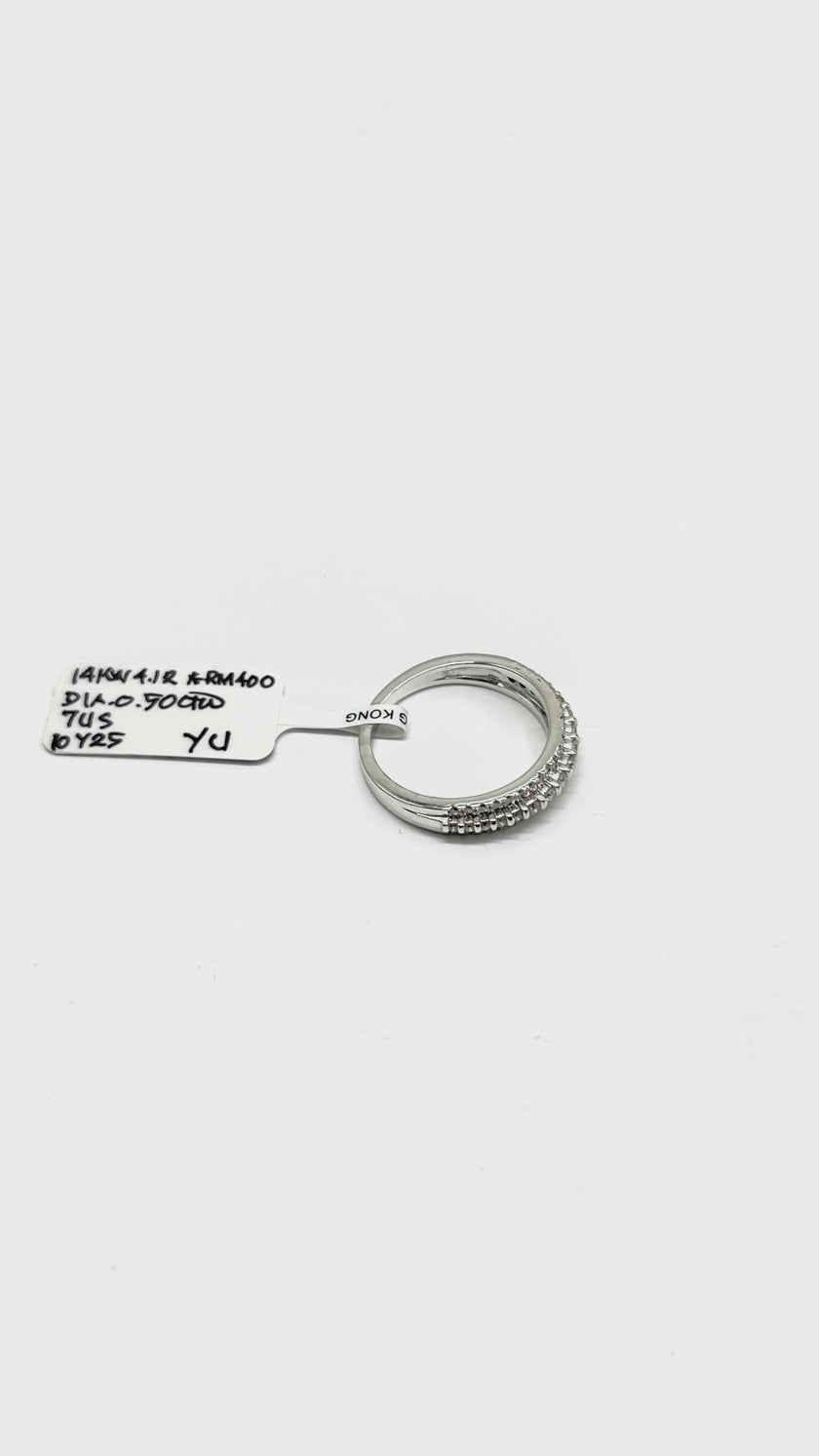 Brand New. HK Setting Half Pave Ring 18K WG|13502