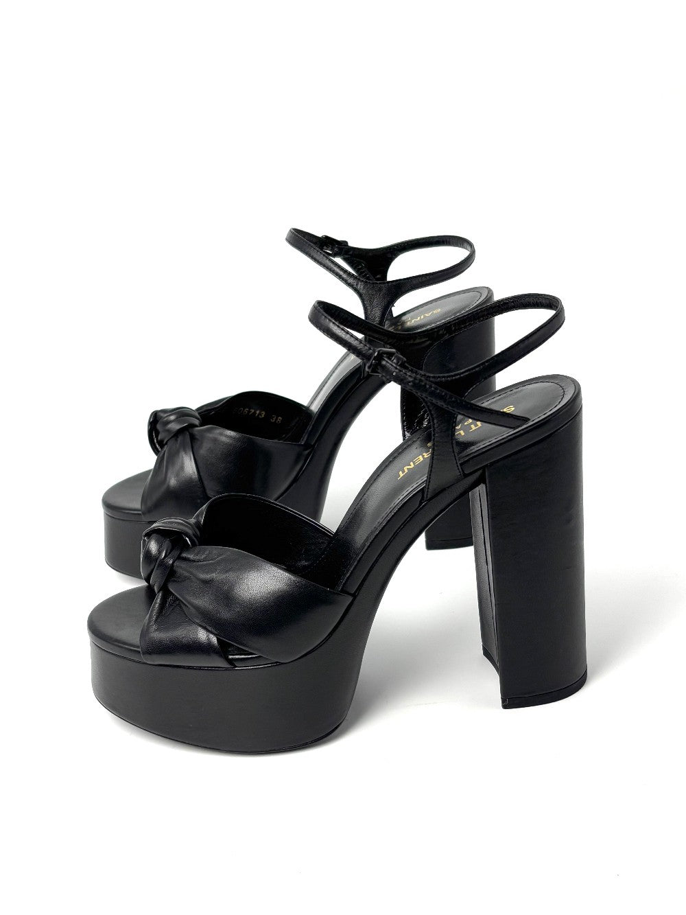 Preowned. Ysl Bianca Platform Sandals Black. 38|8613