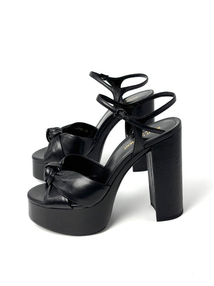 Preowned. Ysl Bianca Platform Sandals Black. 38|8613