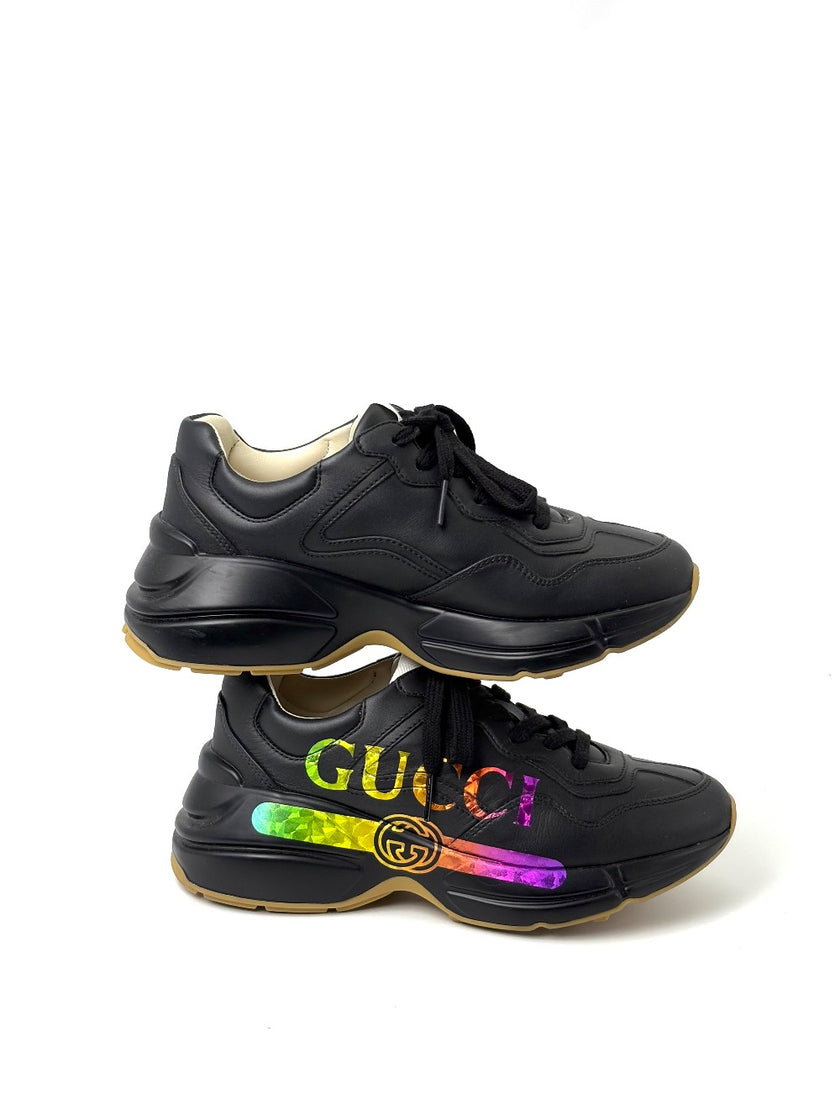 Preowned. Gucci Rhyton Sneakers Black. 36.5|7286