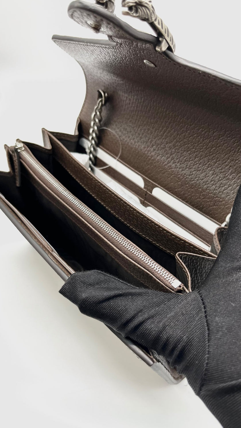 Brand New. Gucci Dionysus Wallet On Chain GG Canvas Monogram Brown & Beige|12009