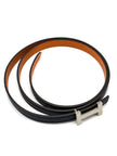 Brand New. Hermes Leather Belt Black/Orange. 85 cm|8921