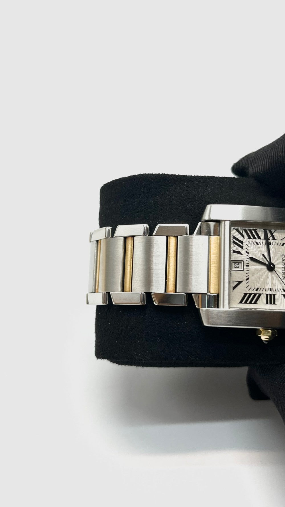 Preowned. Cartier Tank White Dial Roman YG/Steel 32mm|16356