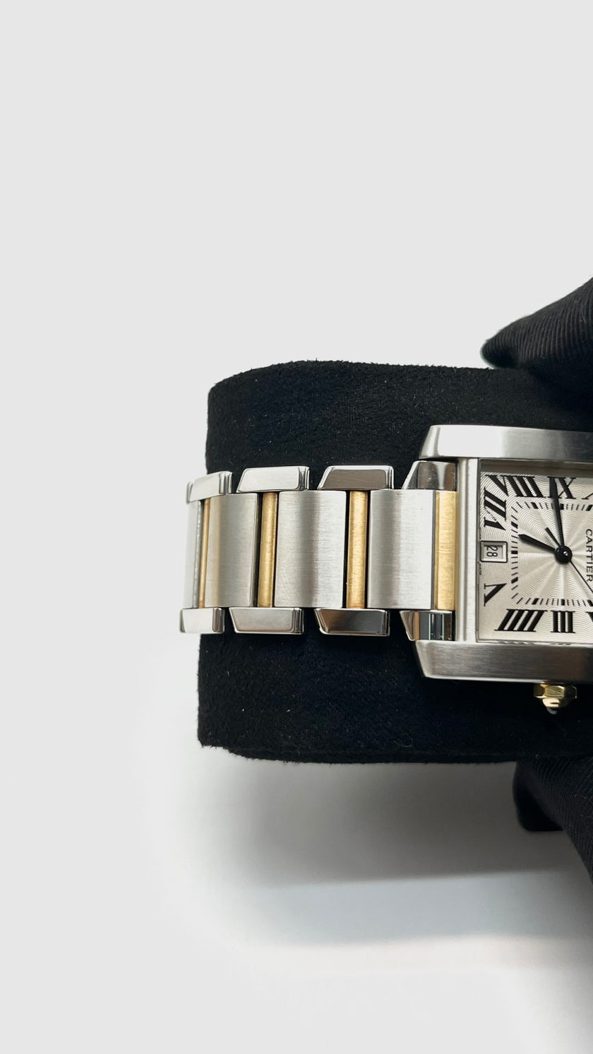 Preowned. Cartier Tank White Dial Roman YG/Steel 32mm|16356