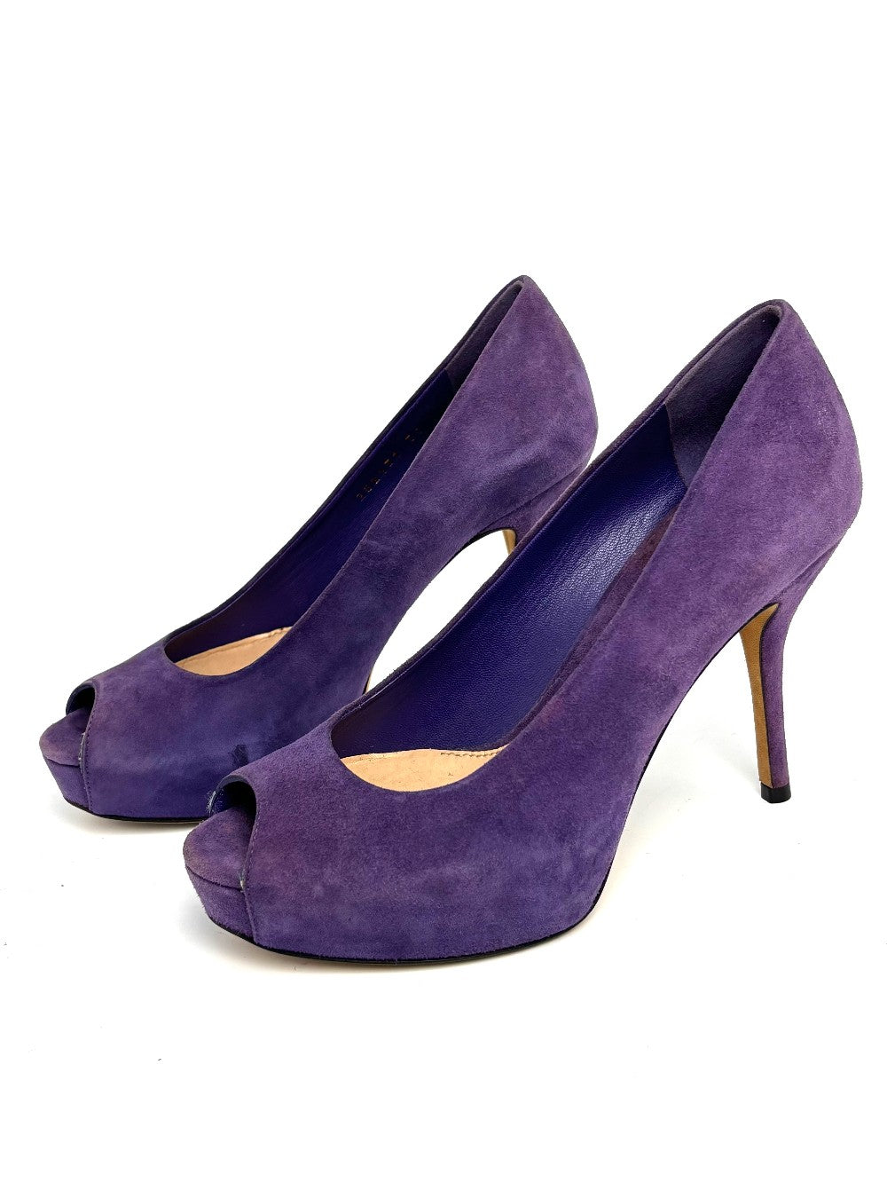 Preowned. Gucci Open Toe Heel Suede Violet. 35|10685