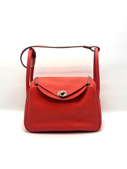 Preowned. Hermes Lindy 26 Rose Jaipur Clemence PHW. R Square 72A|17261