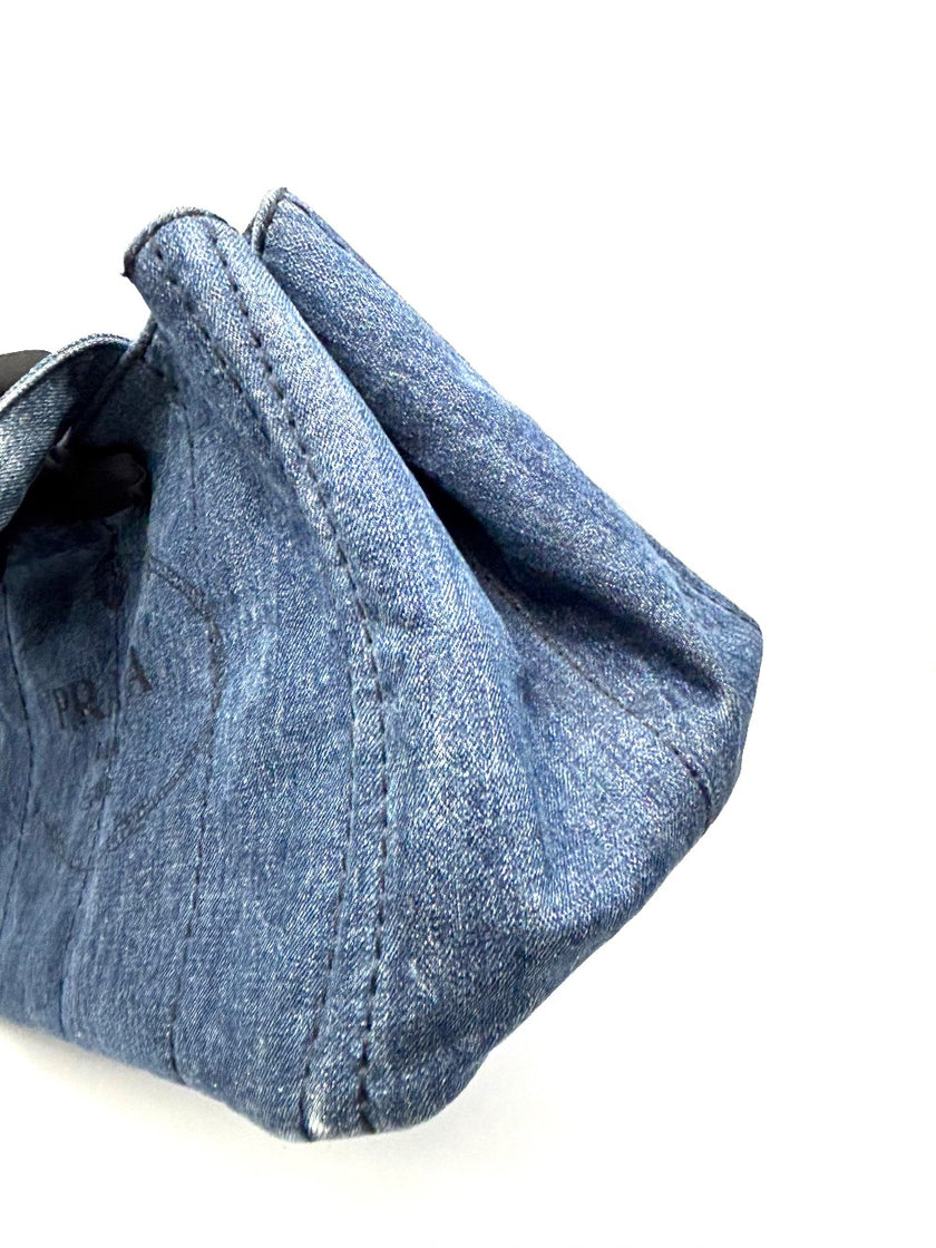 Preowned. Prada Canapa Denim Tote Bag Blue. 197|17530