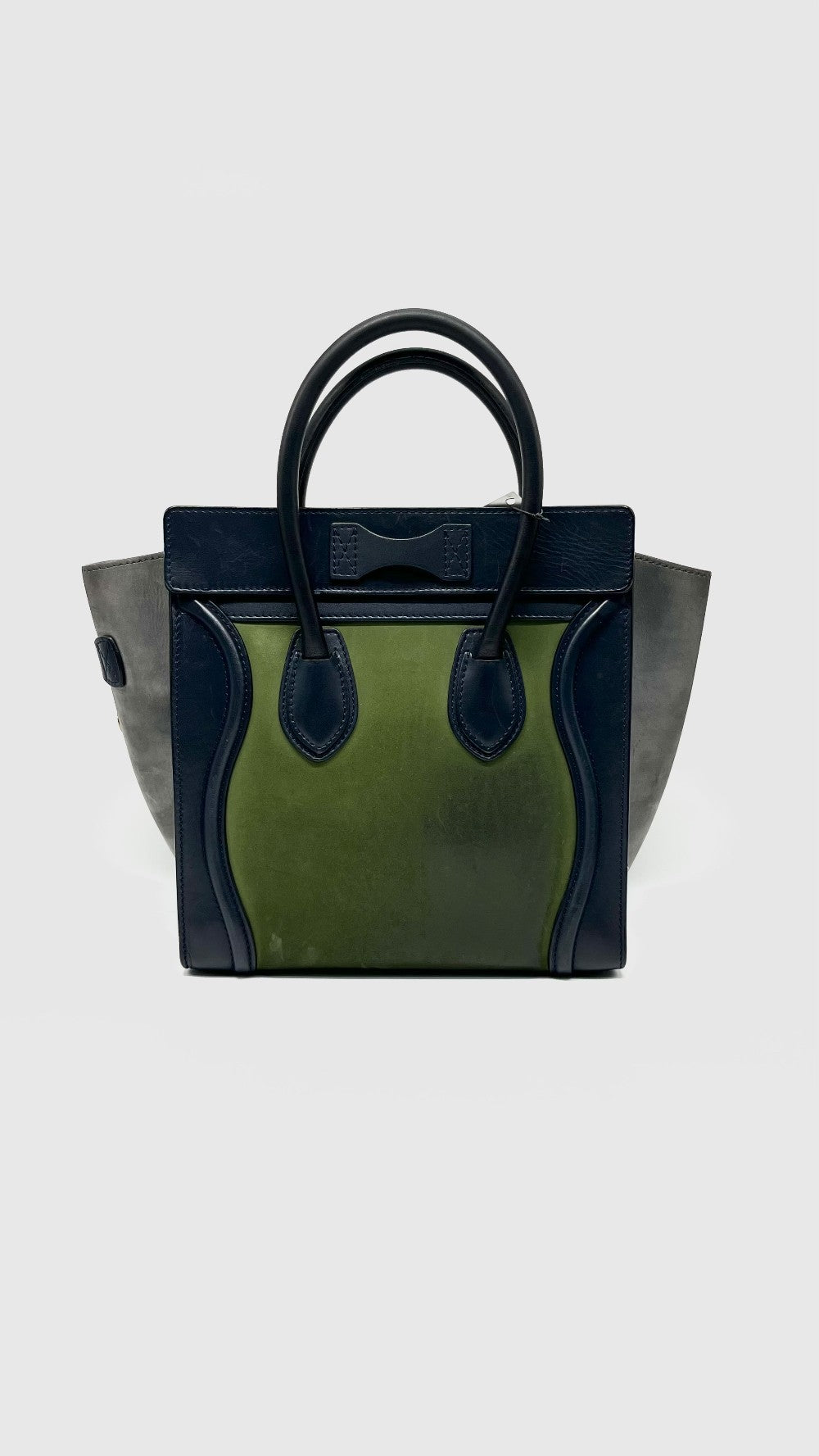 Preowned. Celine Luggage Micro Tricolor Green/Blue/Gray|12092