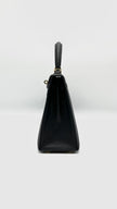 Preowned. Hermes Kelly 25 Black Epsom Sellier PHW. CPY539DQ|5461