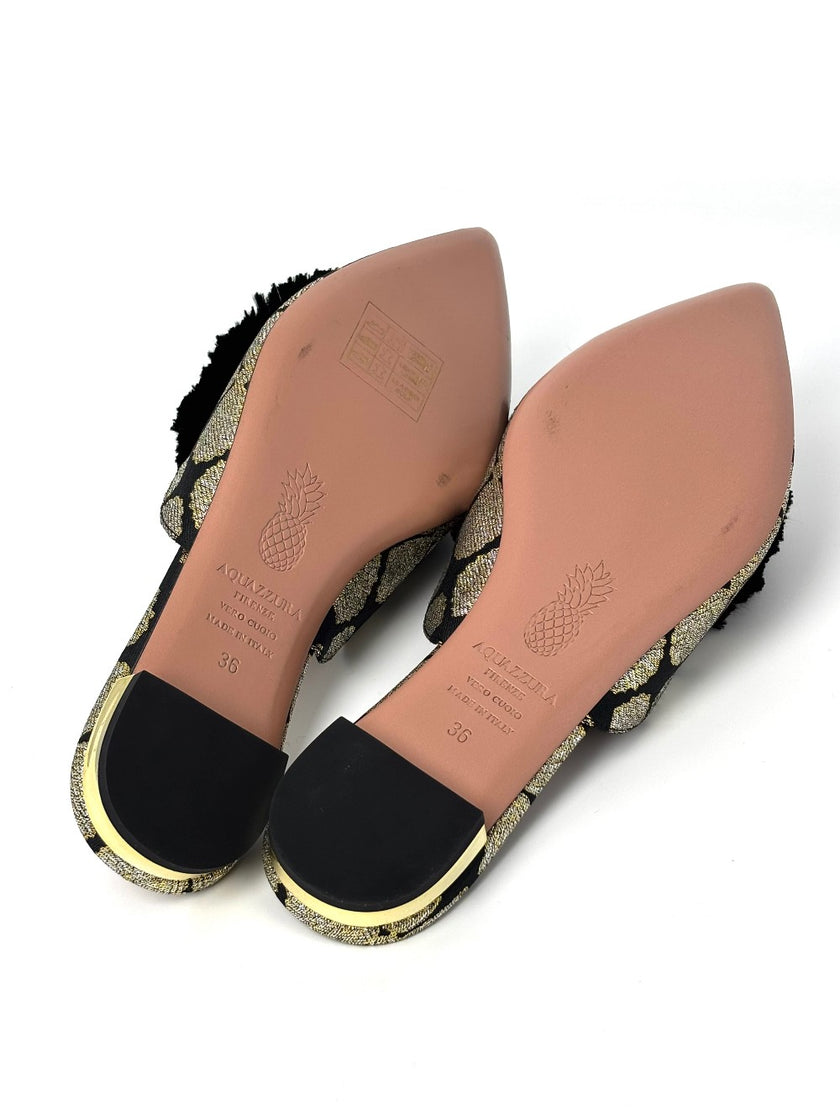 Brand New. Aquazurra Slip On Gold/Black. 36|8989