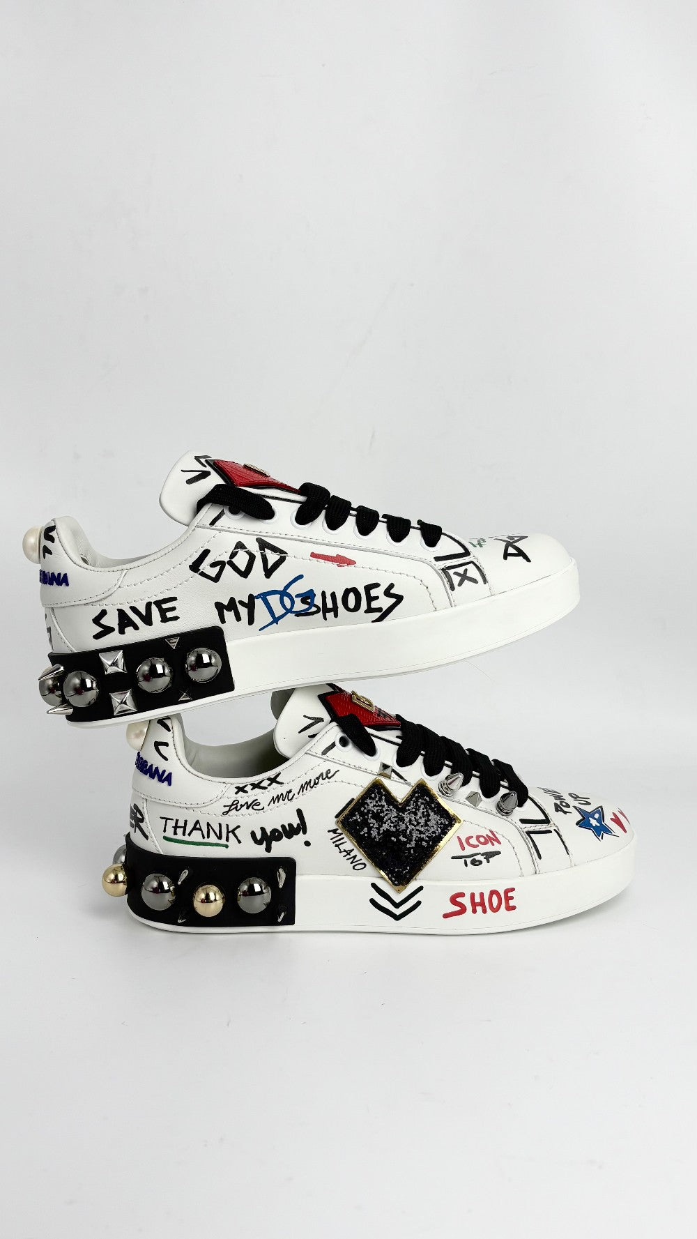 Brand New. Dolce & Gabbana Portifino w/ Patch White Sneakers. 36.5|12887