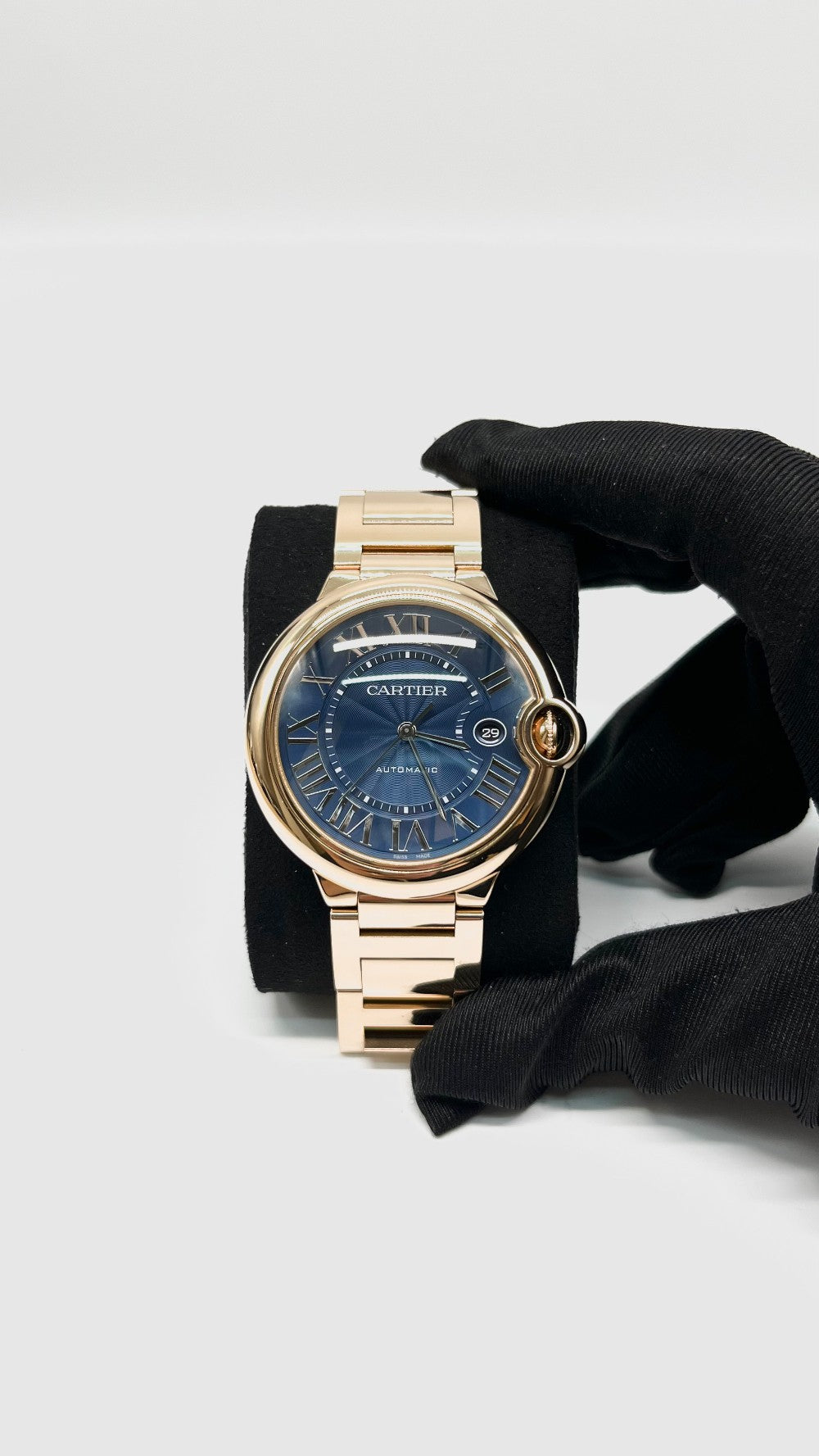 Preowned. Cartier Ballon Bleu Blue Dial Full RG 2023 9 lINKS|11509