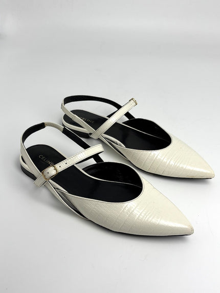 Preowned. Celine Slingback Flats White. 36|11723