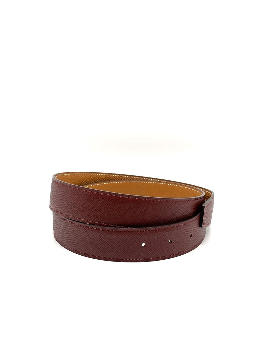 Brand New. Hermes Belt Maroon/Gold w/out Buckle. 90 cm|8848