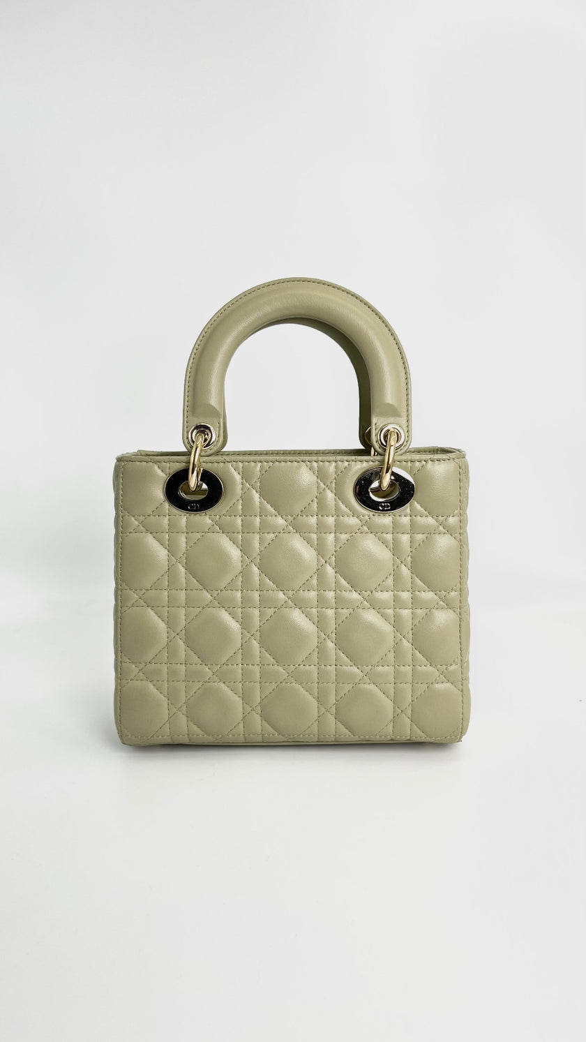 Like New. Lady Dior Small Green. 88-MA-0262|4377