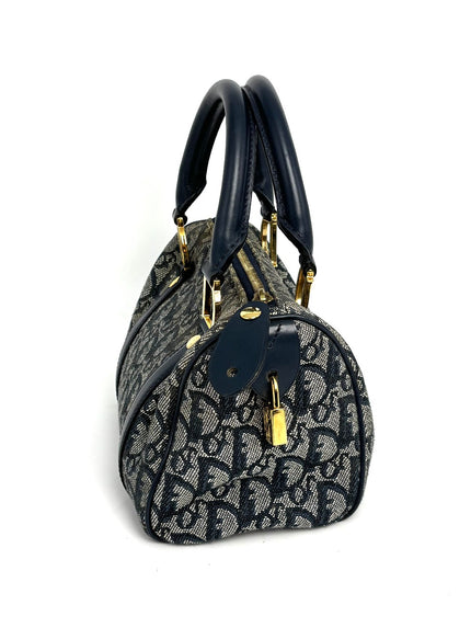 Preowned. Dior Trotter Navy Blue Canvas. CP0070|12386