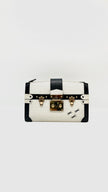Preowned. LV Epi Trunk Clutch White/ Black GHW. MCHP|15085