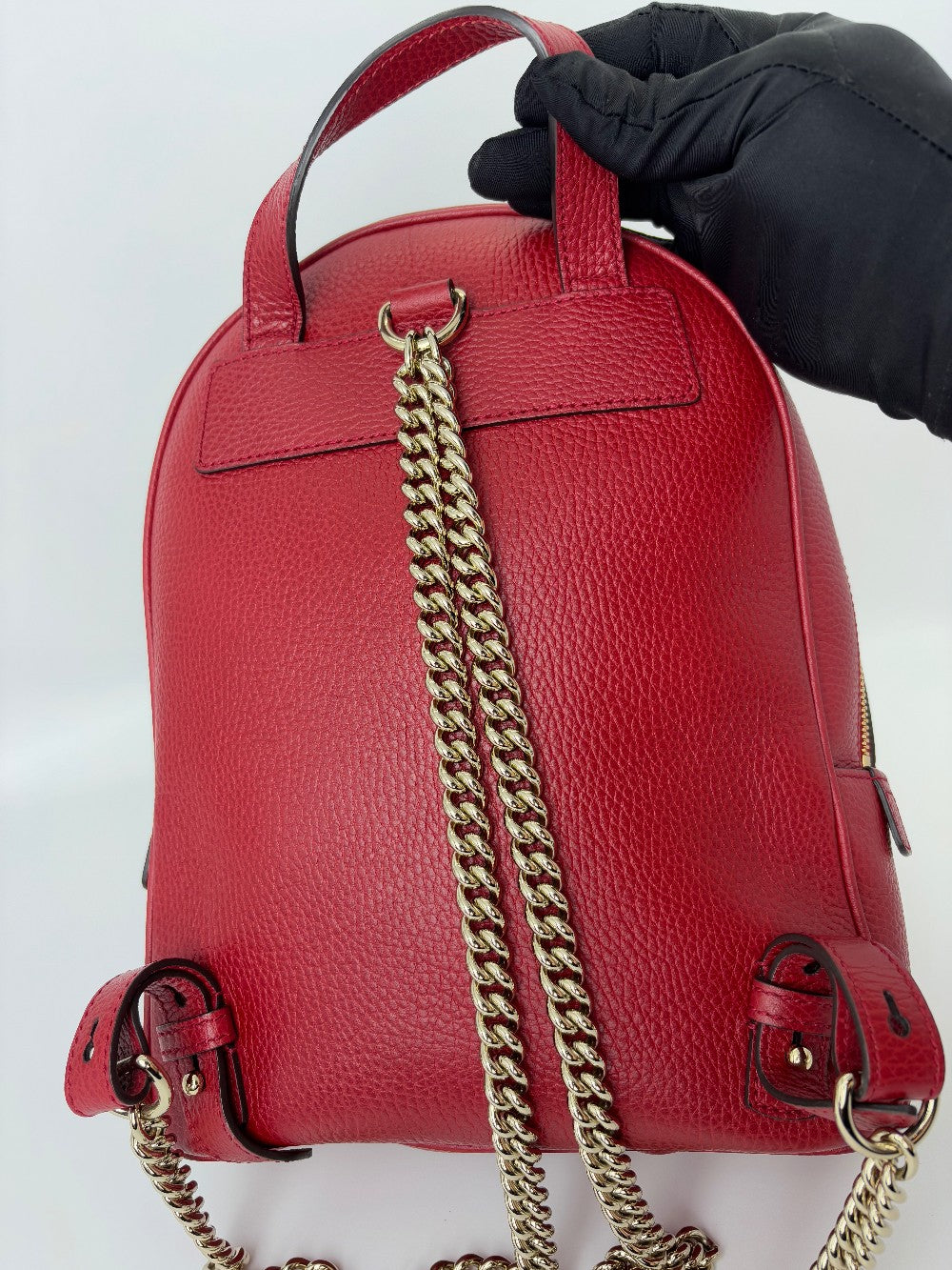 Preowned. Gucci Soho Chain Backpack Red|6394