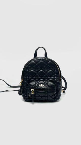 Preowned. Dior Cannage Backpack Mini Black Lambskin GHW. 62MA0251|16733