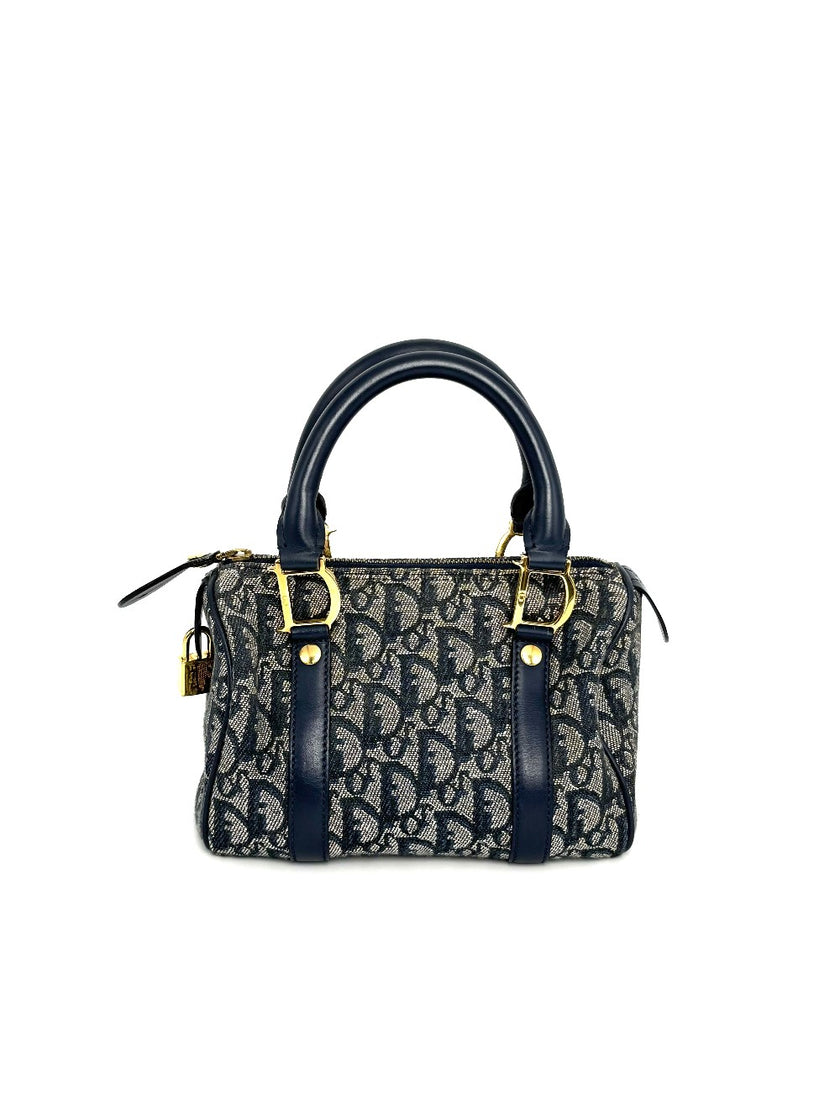 Preowned. Dior Trotter Navy Blue Canvas. CP0070|12385