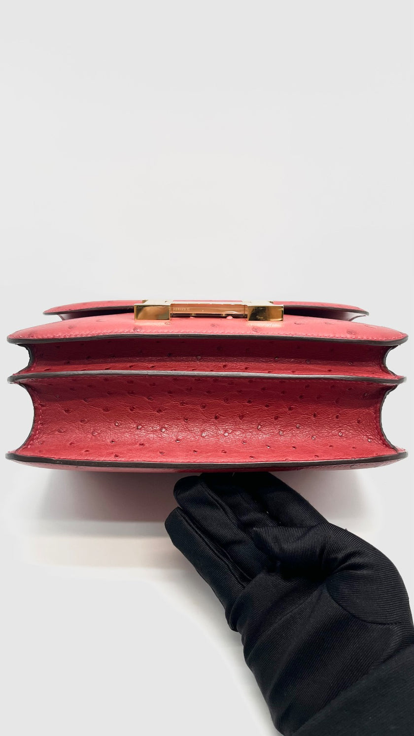 Brand New. Hermes Constance 24 Rouge Vif Ostrich GHW. ASA515UZ|16224