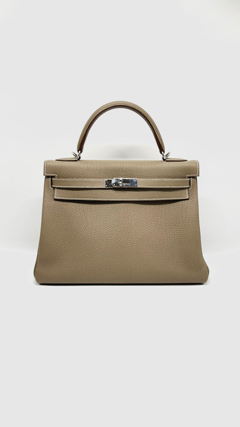 Preowned. Hermes Kelly 32 Etoupe Togo PHW. RM144|13067