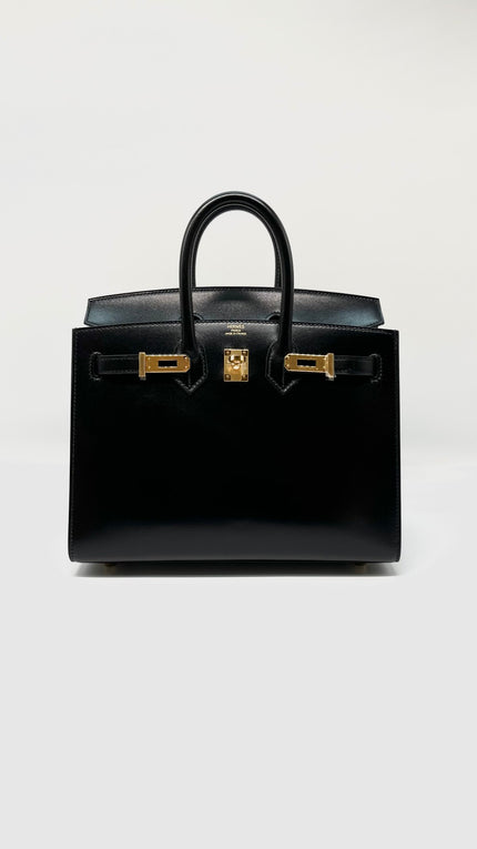 Like New. Hermes Birkin 25 Black Boxcalf GHW. WMS309CA|6509