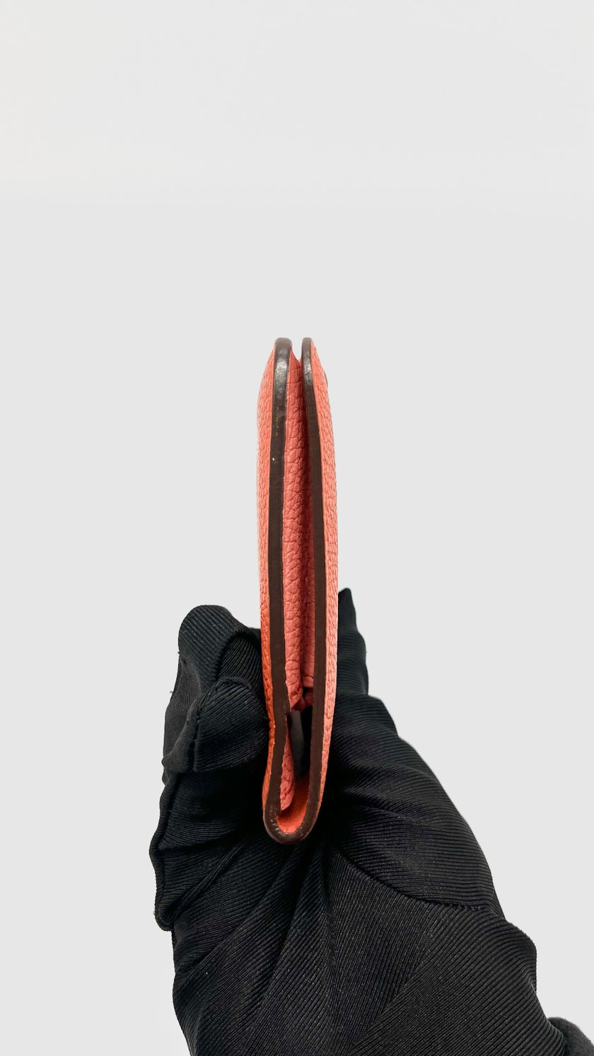 Preowned. Hermes Dogon Compact Wallet Orange. XNN005GP|9611