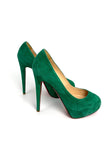 Like New. Louboutin Heel Suede Green. 35|10758