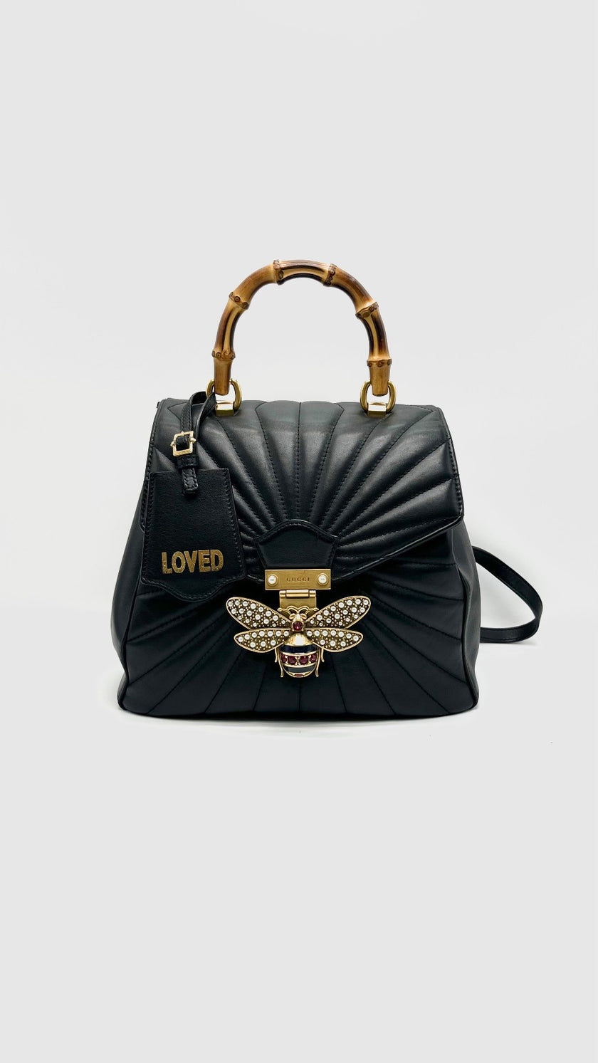 Preowned. Gucci Queen Margaret Bamboo Backpack|15668