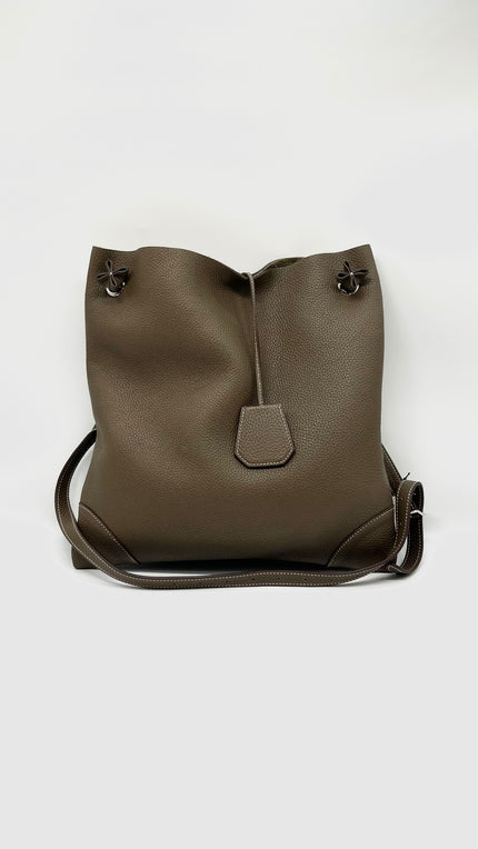 Preowned. Hermes Silky City Tote Etoupe Togo. YFM006PM|8554