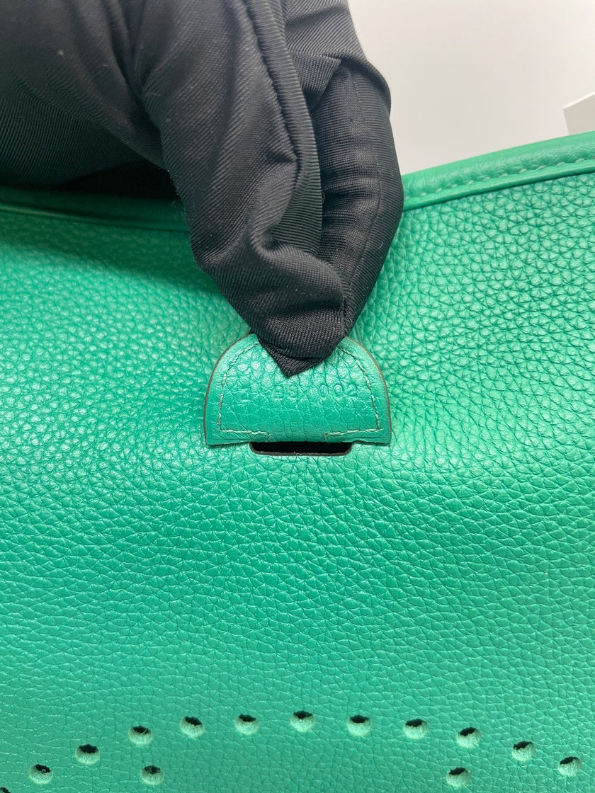 Brand New. Hermes Evelyne PM3 Togo Vert Jade GHW. ZBS002ZB|10112