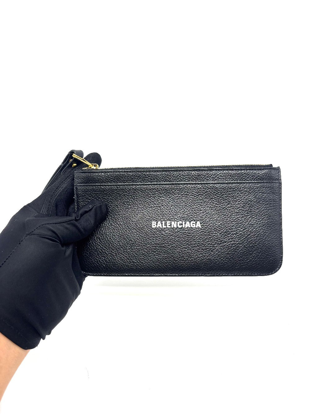 Preowned. Balenciaga Cash Long Coin And Card Holder Black GHW|16919