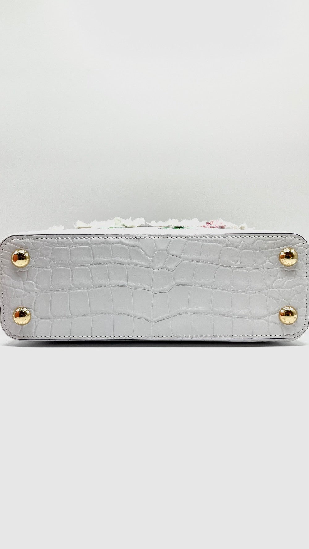 Brand New. LV Capucines BB Cherry Blossom Alligator White. MCHIP|5458