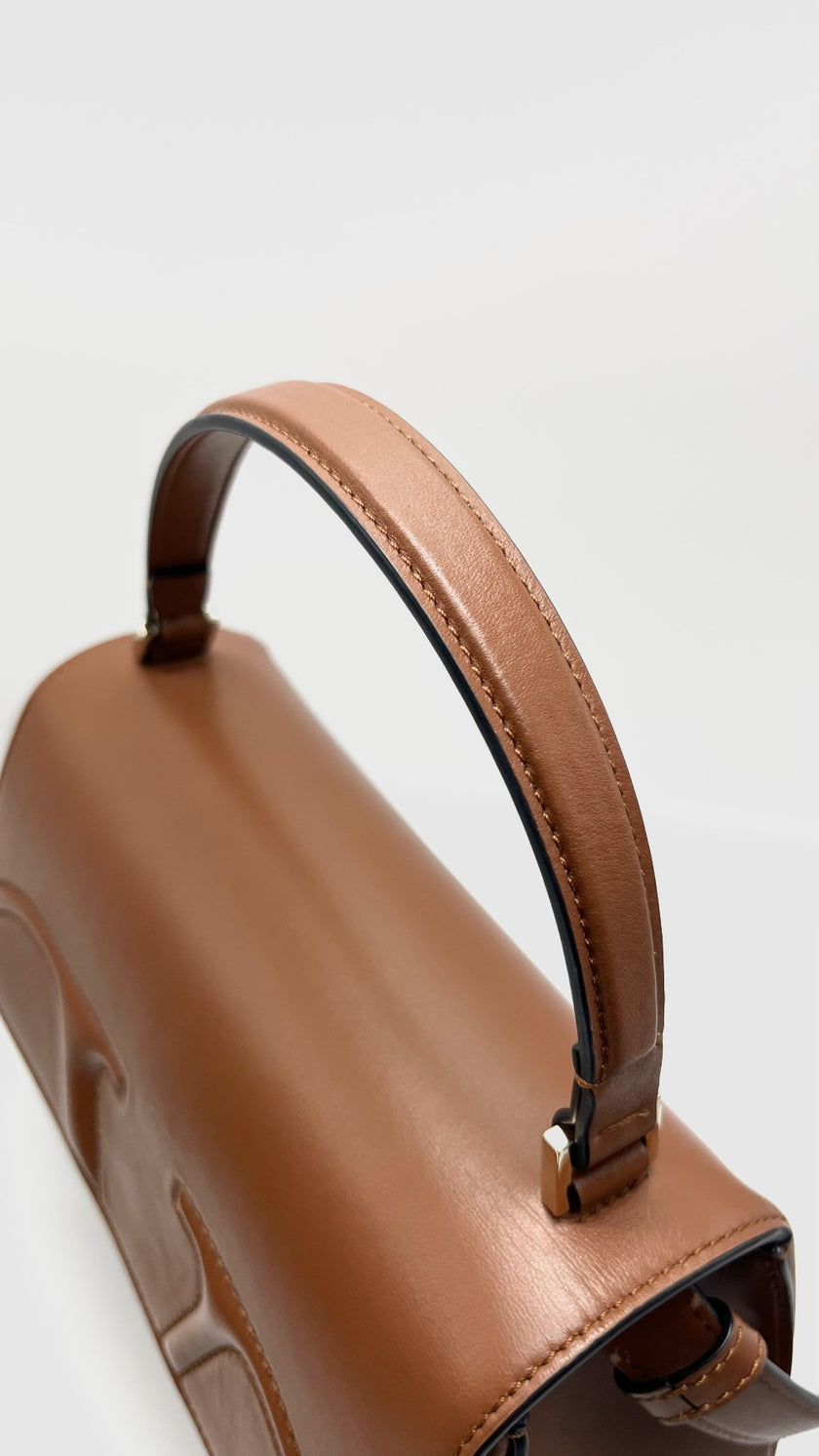 Unused. Valentino Borsa V Logo Two Way Cognac Brown GHW|16275