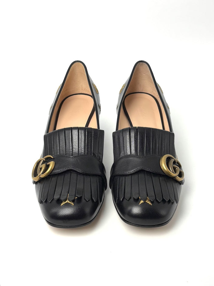 Unused. Gucci Bee Star Mid Mule Black. 40.5|8605