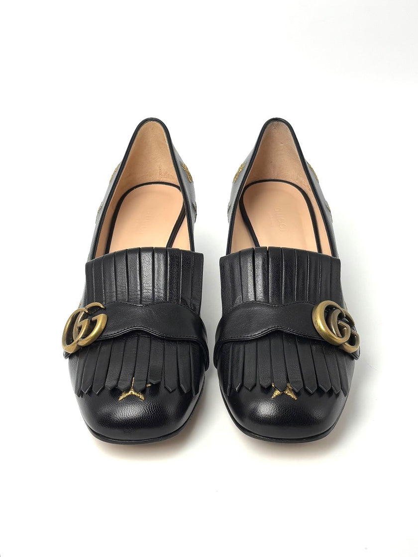 Unused. Gucci Bee Star Mid Mule Black. 40.5|8605